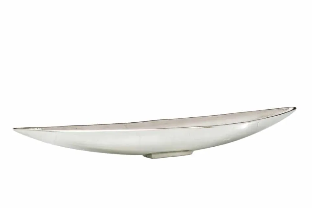 Riess-Ambiente Industrial Loft|Schalen > Handgearbeitete Deko Schale SILVER LEAF 80cm silber Aluminium