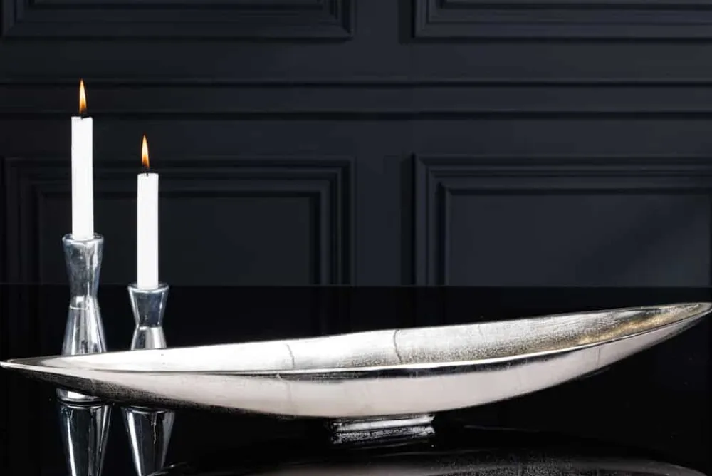 Riess-Ambiente Industrial Loft|Schalen > Handgearbeitete Deko Schale SILVER LEAF 80cm silber Aluminium