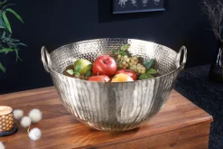 Riess-Ambiente Schalen > Handgearbeitete Deko Schale ORIENT 40cm silber Metall Hammerschlag Design