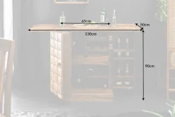 Riess-Ambiente Mehr...|Mehr... > Handgearbeiteter Barschrank MOSAICO 130cm braun Sheeshamholz stone finish 3D Effekt