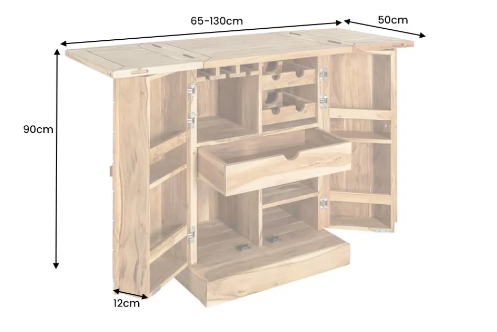 Riess-Ambiente Mehr...|Mehr... > Handgearbeiteter Barschrank MOSAICO 130cm Akazie Massivholz 3D Effekt