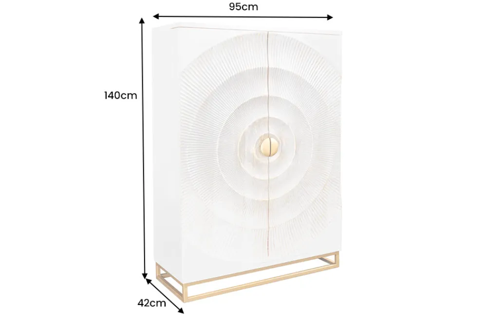 Riess-Ambiente Mehr...|Massivholzschränke > Handgearbeiteter Barschrank GOLDEN SUNSET 140cm weiß gold Mangoholz massiv