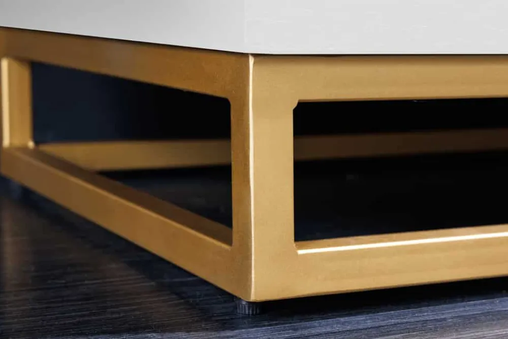 Riess-Ambiente Mehr...|Massivholzschränke > Handgearbeiteter Barschrank GOLDEN SUNSET 140cm weiß gold Mangoholz massiv