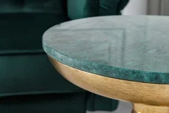 Riess-Ambiente Beistelltische|Goldene Möbel > Handgearbeiteter Beistelltisch ELEMENTS 55cm gold grün Marmor rund