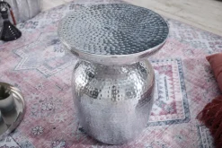 Riess-Ambiente Beistelltische > Handgearbeiteter Beistelltisch ORIENT 50cm silber Metall Hammerschlag Design rund