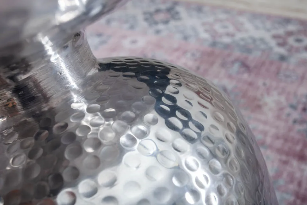 Riess-Ambiente Beistelltische > Handgearbeiteter Beistelltisch ORIENT 50cm silber Metall Hammerschlag Design rund