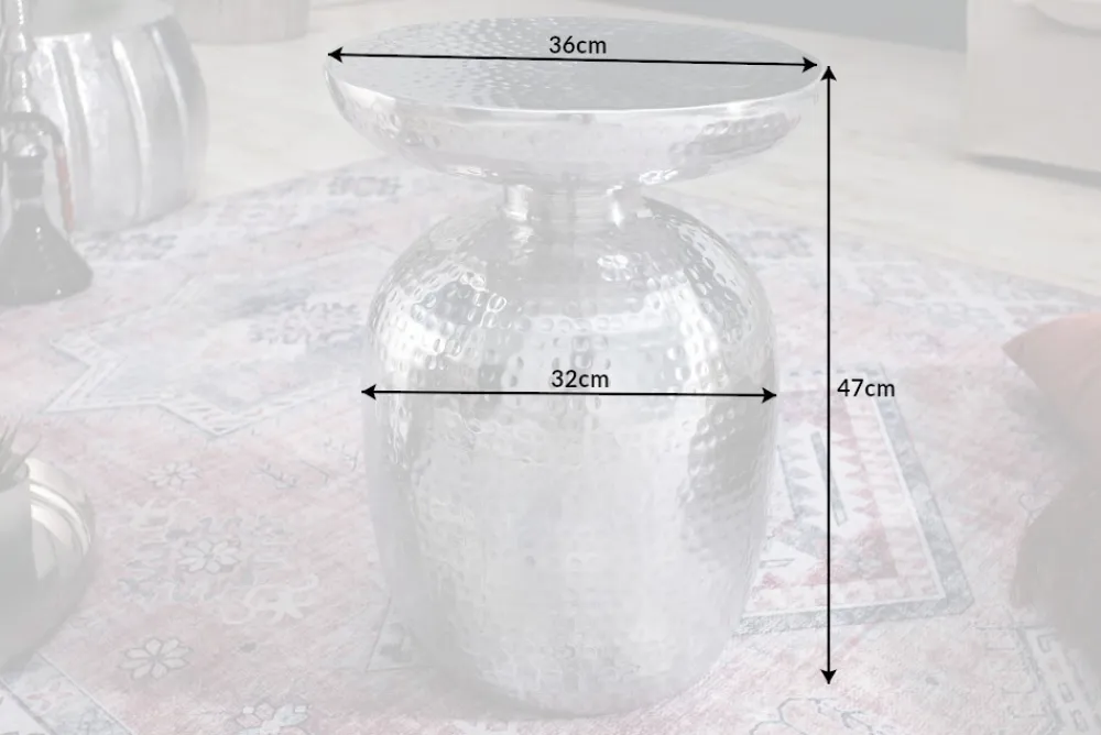 Riess-Ambiente Beistelltische > Handgearbeiteter Beistelltisch ORIENT 50cm silber Metall Hammerschlag Design rund