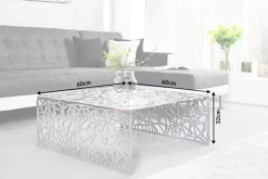Riess-Ambiente Couchtische & Truhen > Handgearbeiteter Couchtisch ABSTRACT 60cm Alu silberfarbig im Gap Design