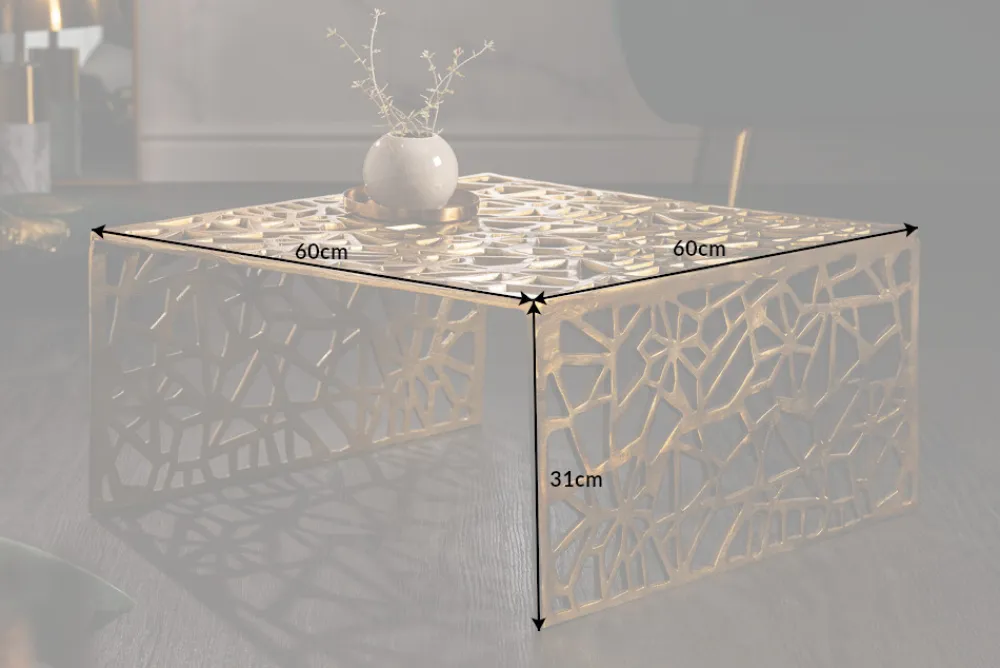 Riess-Ambiente Goldene Möbel|Couchtische & Truhen > Handgearbeiteter Couchtisch ABSTRACT 60cm Alu gold im Gap Design