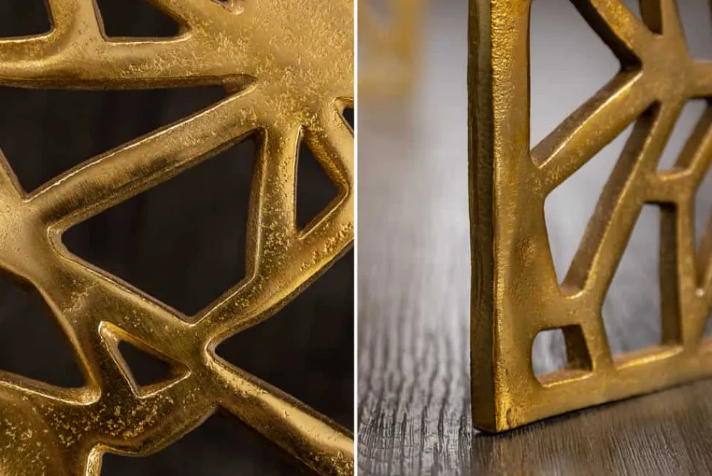 Riess-Ambiente Goldene Möbel|Couchtische & Truhen > Handgearbeiteter Couchtisch ABSTRACT 60cm Alu gold im Gap Design