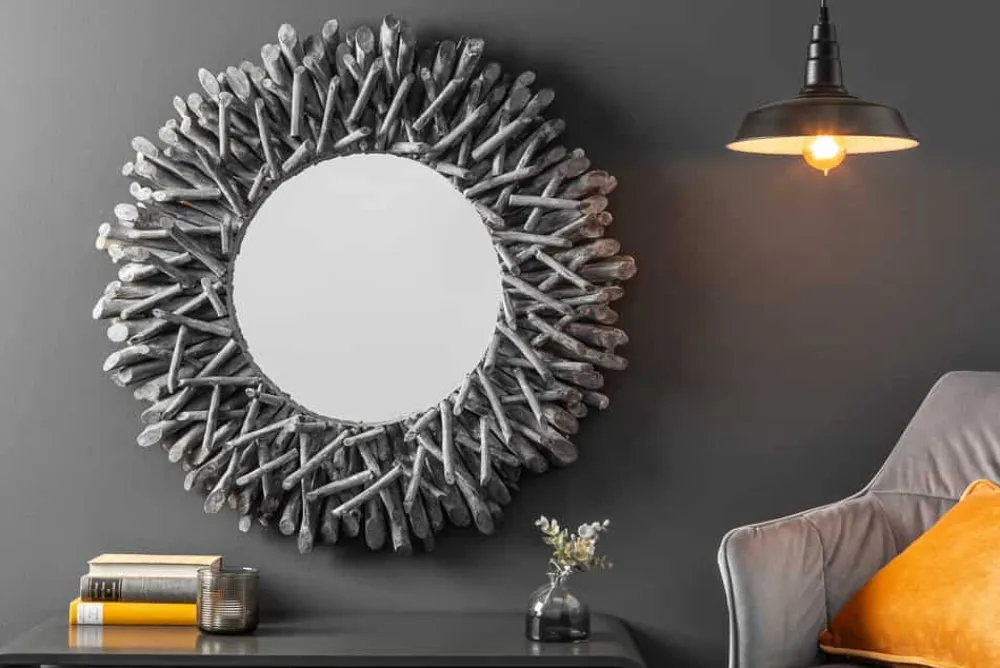 Riess-Ambiente Mehr...|Wohnaccessoires > Handgearbeiteter Teakholz Spiegel RIVERSIDE 80cm grau Treibholz