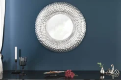 Riess-Ambiente Spiegel > Handgearbeiteter Wandspiegel ORIENT 60cm silber im Hammerschlag Design aus Metall