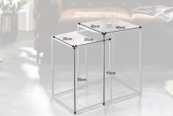 Riess-Ambiente Beistelltische|Couchtische & Truhen > Handgearbeitetes Beistelltisch 2er Set ELEMENTS 40cm silber schwarz Couchtisch