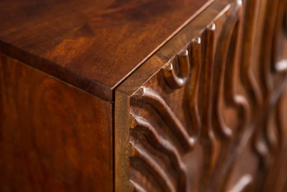 Riess-Ambiente Industrial Loft|Retro Möbel > Handgearbeitetes Sideboard FLUID 160cm Mangoholz mit aufwendigen 3D Schnitzereien