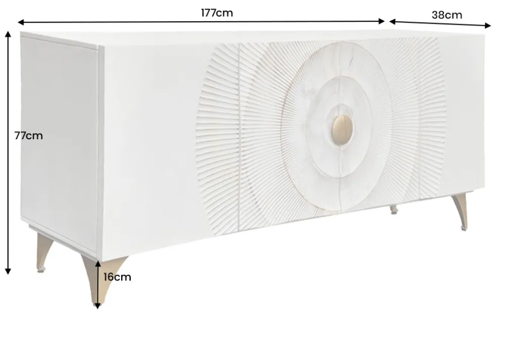 Riess-Ambiente Mehr...|Goldene Möbel > Handgearbeitetes Sideboard GOLDEN SUNSET 180cm weiß gold Mangoholz Metallbeine