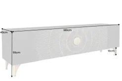 Riess-Ambiente Goldene Möbel|Tv- & Lowboards > Handgearbeitetes TV-Lowboard GOLDEN SUNSET 180cm schwarz mit 3D Schnitzereien gold Mangoholz massiv Metallfüße