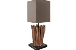 Riess-Ambiente Mehr...|Mehr... > Handgearbeitete Treibholz Tischleuchte EUPHORIA 45cm braun mit Leinenschirm