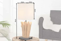 Riess-Ambiente Mehr...|Mehr... > Handgearbeitete Treibholz Tischleuchte EUPHORIA 45cm beige mit Leinenschirm