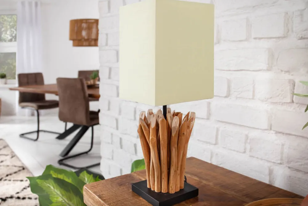 Riess-Ambiente Mehr...|Mehr... > Handgearbeitete Treibholz Tischleuchte EUPHORIA 45cm beige mit Leinenschirm