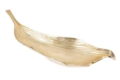 Riess-Ambiente Goldene Möbel|Schalen > Handgefertigte Deko Schale ABSTRACT LEAF 65cm gold Aluminium