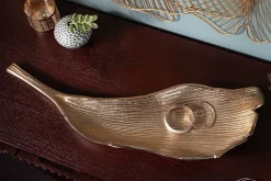 Riess-Ambiente Goldene Möbel|Schalen > Handgefertigte Deko Schale ABSTRACT LEAF 65cm gold Aluminium