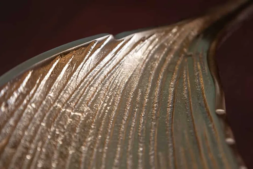 Riess-Ambiente Goldene Möbel|Schalen > Handgefertigte Deko Schale ABSTRACT LEAF 65cm gold Aluminium