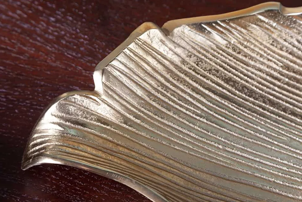 Riess-Ambiente Goldene Möbel|Schalen > Handgefertigte Deko Schale ABSTRACT LEAF 65cm gold Aluminium