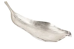 Riess-Ambiente Schalen > Handgefertigte Deko Schale ABSTRACT LEAF 65cm silber Aluminium