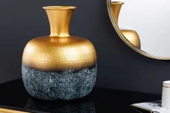 Riess-Ambiente Dekoration|Goldene Möbel > Handgefertigte Deko Vase ABSTRACT ORIENT 40cm gold rund Metall Patina