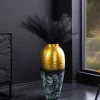 Riess-Ambiente Goldene Möbel|Vasen > Handgefertigte Deko Vase ORIENT M 50cm gold Metall mit Patina Hammerschlag Design