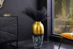 Riess-Ambiente Goldene Möbel|Vasen > Handgefertigte Deko Vase ORIENT M 50cm gold Metall mit Patina Hammerschlag Design
