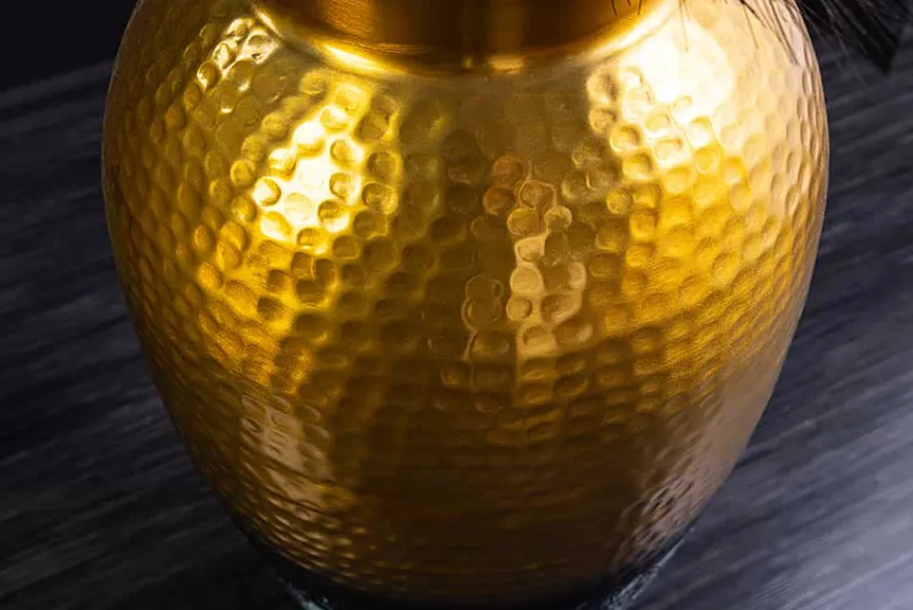 Riess-Ambiente Goldene Möbel|Vasen > Handgefertigte Deko Vase ORIENT M 50cm gold Metall mit Patina Hammerschlag Design