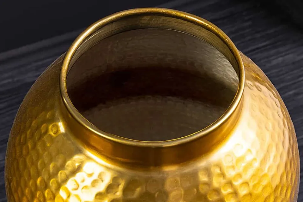Riess-Ambiente Goldene Möbel|Vasen > Handgefertigte Deko Vase ORIENT M 50cm gold Metall mit Patina Hammerschlag Design