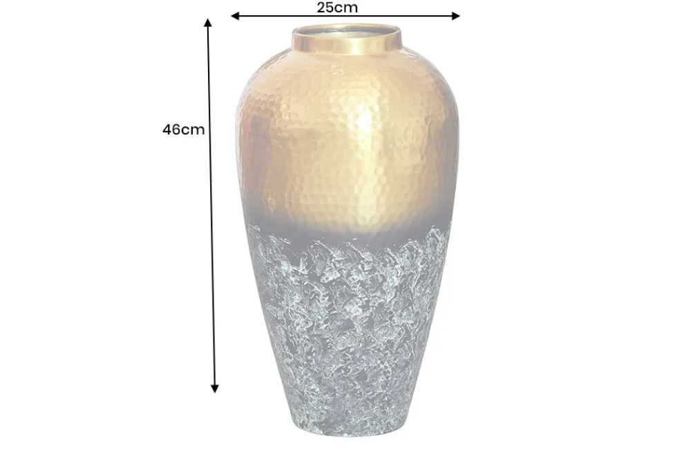 Riess-Ambiente Goldene Möbel|Vasen > Handgefertigte Deko Vase ORIENT M 50cm gold Metall mit Patina Hammerschlag Design