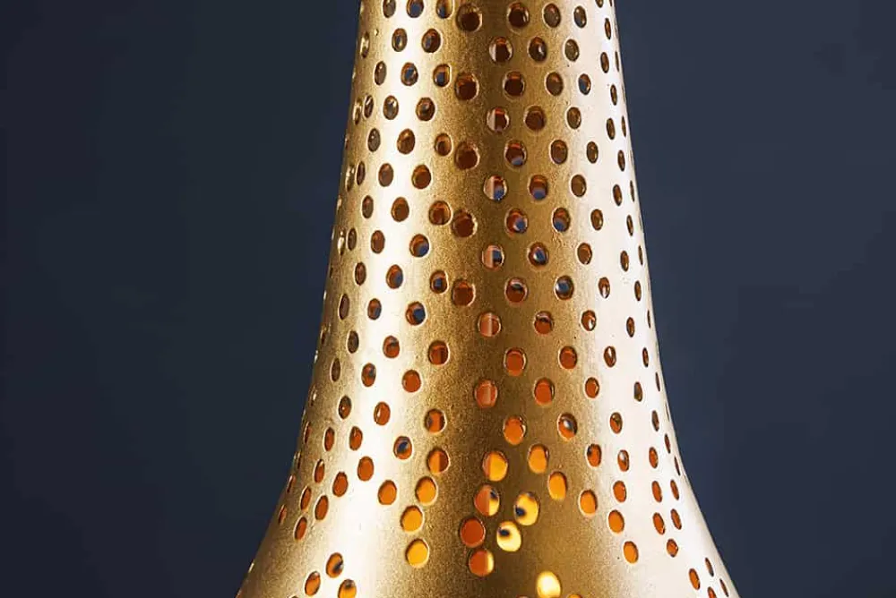 Riess-Ambiente Goldene Möbel|Hängelampen > Handgefertigte Hängelampe ORIENT LIVING 50cm gold Eisen Tropfenform