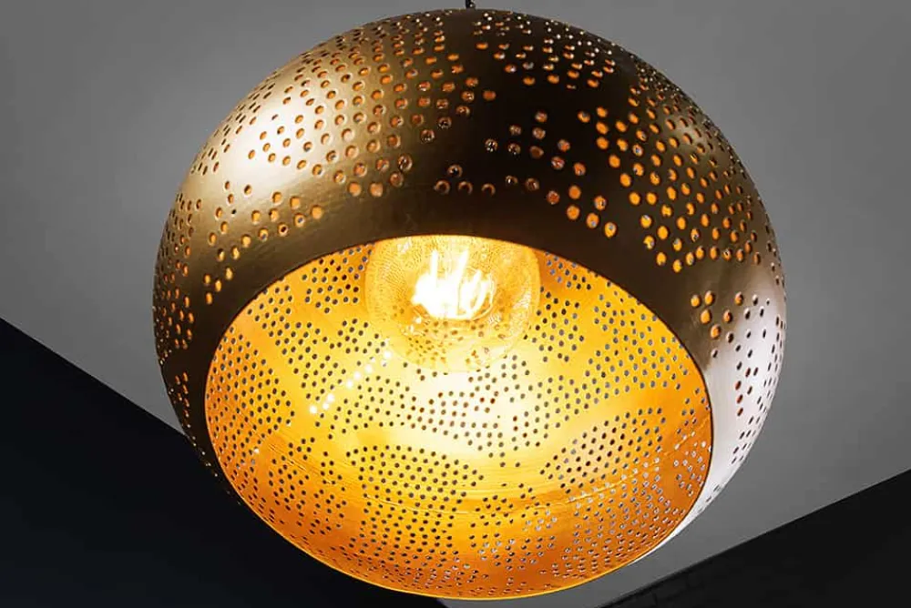 Riess-Ambiente Goldene Möbel|Hängelampen > Handgefertigte Hängelampe ORIENT LIVING 50cm gold Eisen Tropfenform