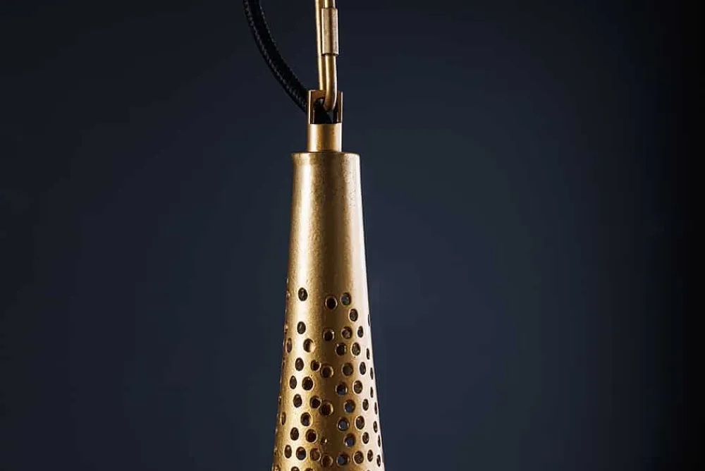 Riess-Ambiente Goldene Möbel|Hängelampen > Handgefertigte Hängelampe ORIENT LIVING 50cm gold Eisen Tropfenform