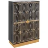 Riess-Ambiente Mehr...|Massivholzschränke > Handgefertigter Barschrank PIAZZA SAN MARCO 140cm grau gold Mangoholz massiv 3D-Design