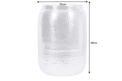 Riess-Ambiente Beistelltische > Handgefertigter Beistelltisch ORIENT STORAGE 50cm silber Hammerschlag Design mit Stauraum rund