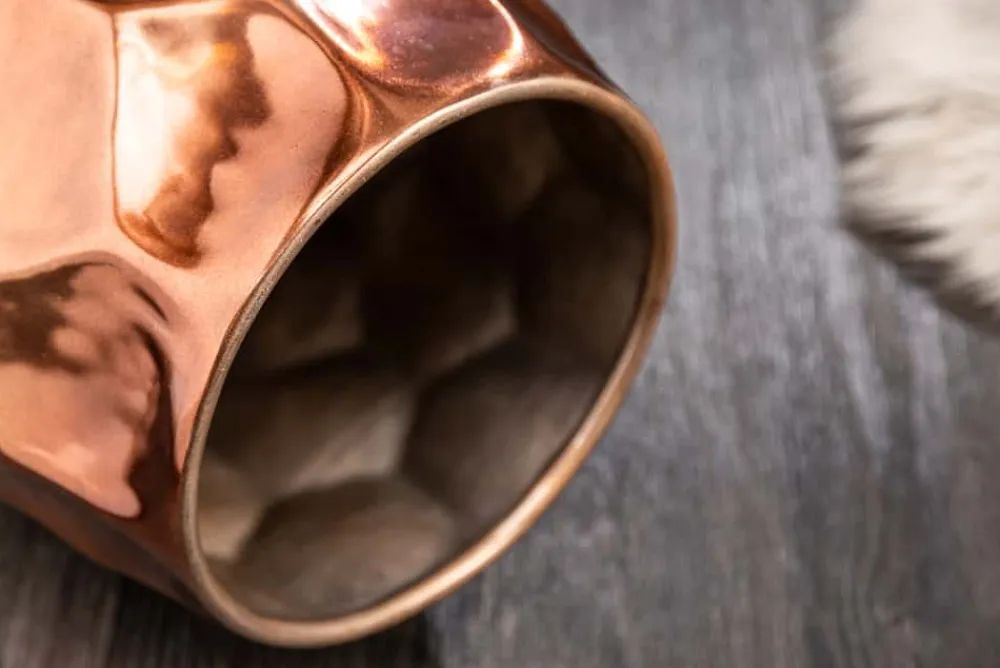 Riess-Ambiente Beistelltische > Handgefertigter Beistelltisch ORGANIC ORIENT 50cm kupfer Metall Hammerschlag Design Waben rund