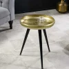 Riess-Ambiente Beistelltische|Goldene Möbel > Handgefertigter Beistelltisch ORIENT 55cm messing gold rund Metall Hammerschlag Design