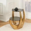 Riess-Ambiente Beistelltische|Goldene Möbel > Handgefertigter Beistelltisch LEVELS 50cm gold antik Schwarzglas schwarz Metall