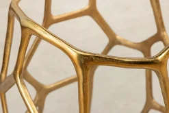 Riess-Ambiente Beistelltische|Goldene Möbel > Handgefertigter Beistelltisch LIQUID GEOMETRIE 50cm gold rund Metall Schwarzglas