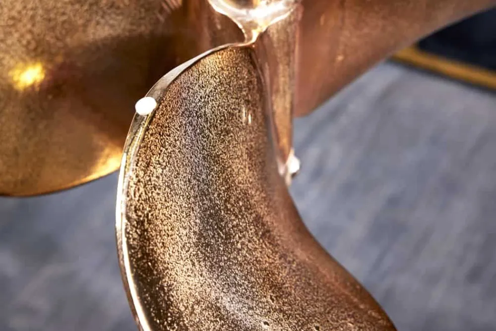 Riess-Ambiente Beistelltische|Goldene Möbel > Handgefertigter Beistelltisch OCEAN 75cm gold schwarz Glasplatte Metall maritim rund