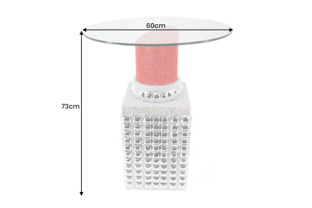 Riess-Ambiente Bartische > Handgefertigter Bistrotisch LIPSTICK 75cm rot silber runde Tischplatte Glas