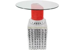 Riess-Ambiente Bartische > Handgefertigter Bistrotisch LIPSTICK 75cm rot silber runde Tischplatte Glas