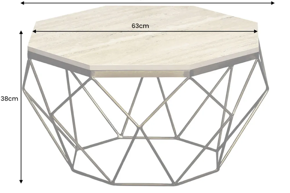 Riess-Ambiente Goldene Möbel|Couchtische & Truhen > Handgefertigter Couchtisch DIAMOND 70cm beige Travertin schwarz Eisen