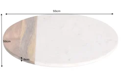 Riess-Ambiente Dekoration > Handgefertigter Drehteller SERVANT 50cm weiß natur Marmor Mangoholz Dekoplatte rund