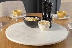 Riess-Ambiente Dekoration > Handgefertigter Drehteller SERVANT 50cm weiß Marmor runde Dekoplatte