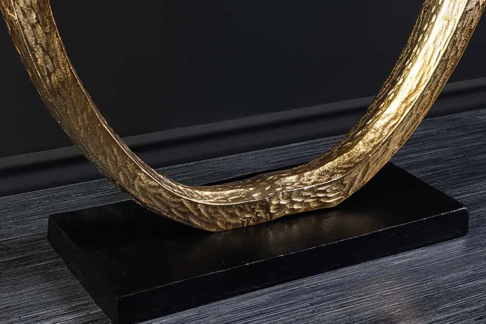Riess-Ambiente Goldene Möbel|Konsolentische > Handgefertigter Konsolentisch OMEGA 80cm schwarz Marmor gold Metall